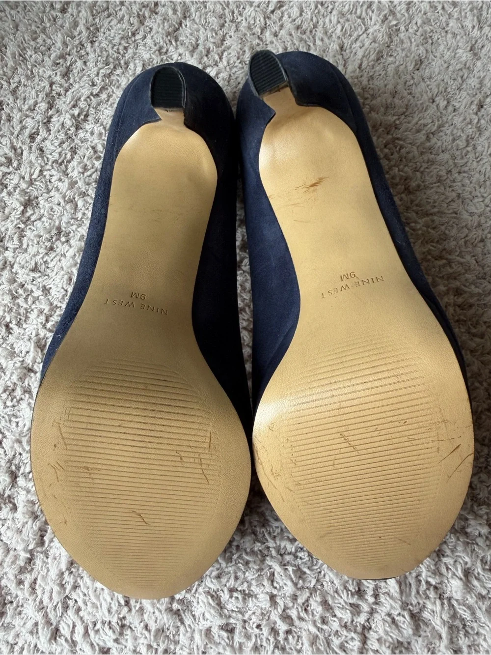 Nine West Navy Suede Platform Pumps with Stiletto Heel